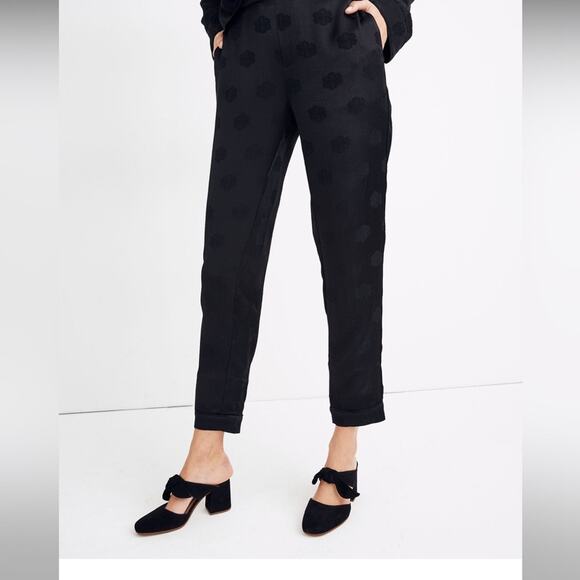 Madewell Satin Jacquard Pajama Trousers Woman’s Pants Size XXL Black - Picture 4 of 11
